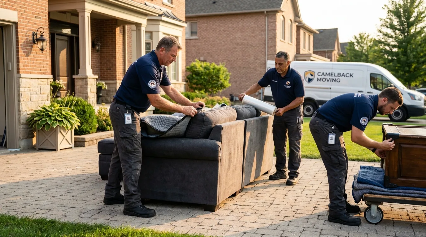 Large estate moving crew wrapping furniture in Spring House, PA