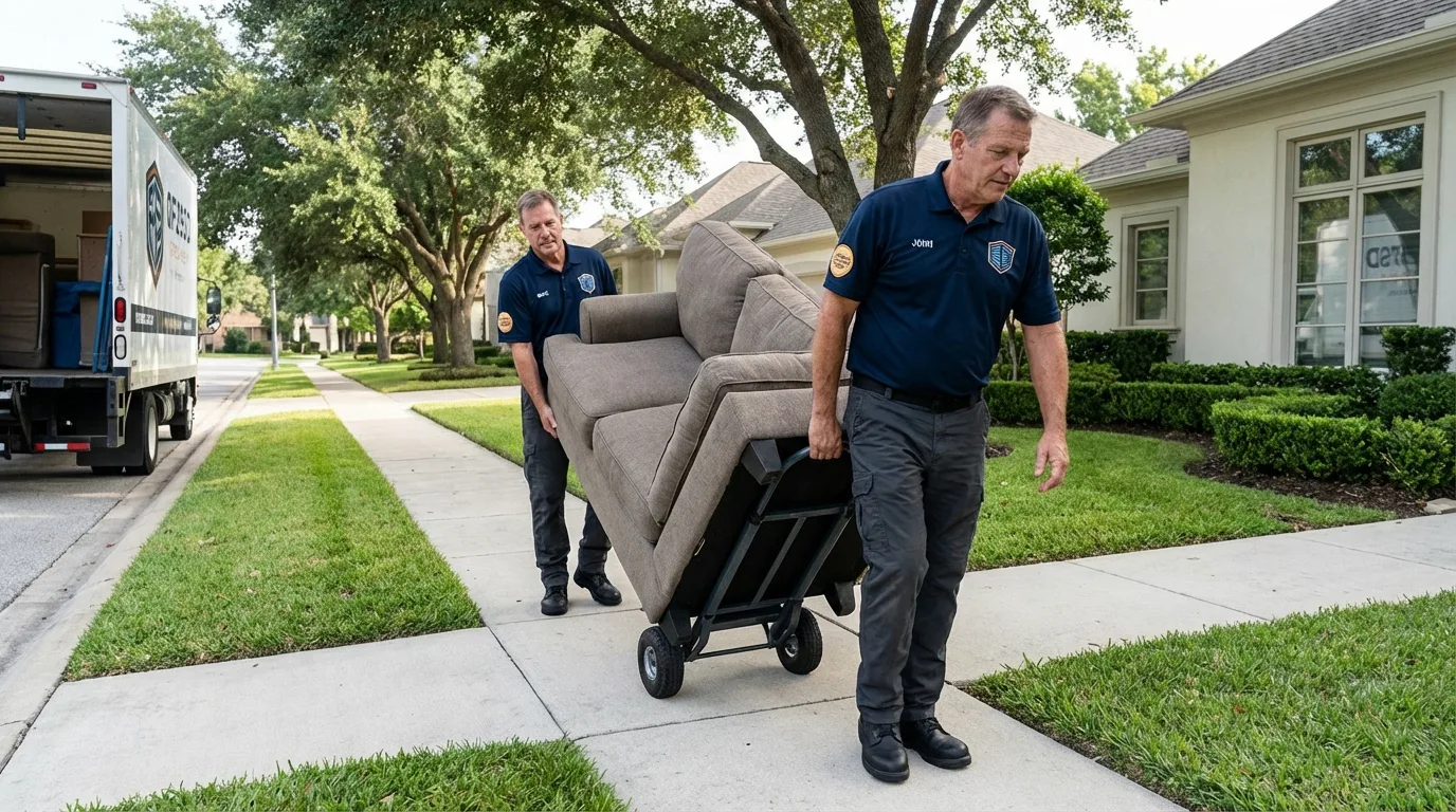 Local residential moving crew loading furniture in Spring House, PA